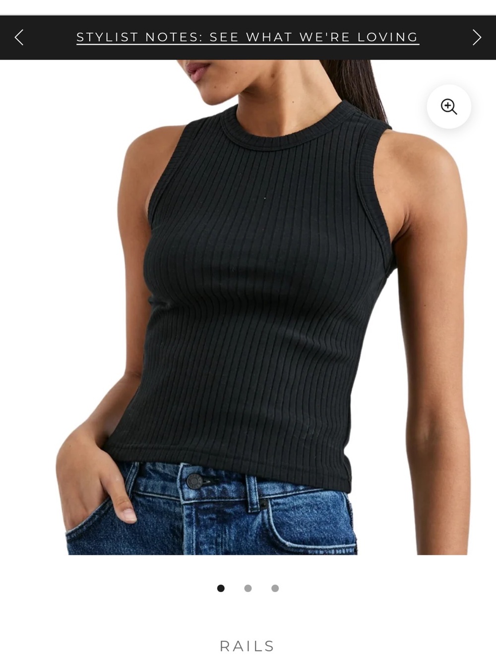Rails Black Ribbed Crewneck Tank